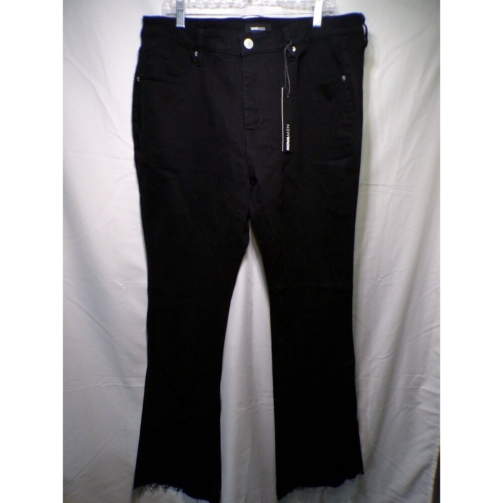 NovaMen Cornell Stacked Skinny Flare Jeans Black Size 38 Raw Hem